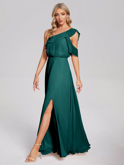 Paislee One Shoulder Ruffles Chiffon Bridesmaid Dress