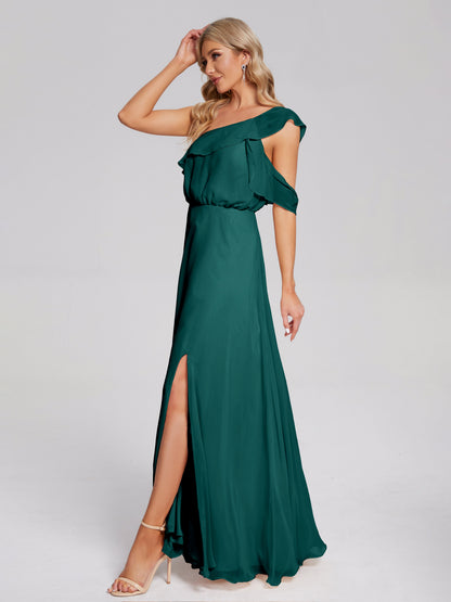 Paislee One Shoulder Ruffles Chiffon Bridesmaid Dress