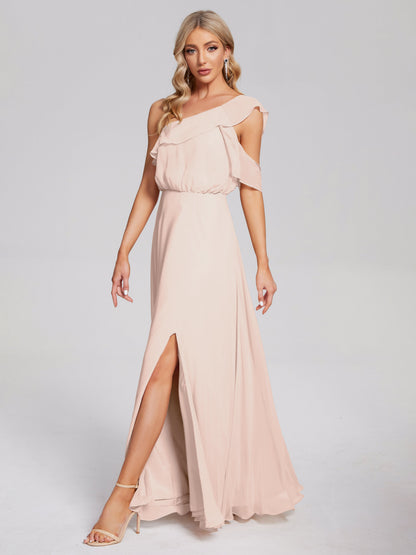 Paislee One Shoulder Ruffles Chiffon Bridesmaid Dress