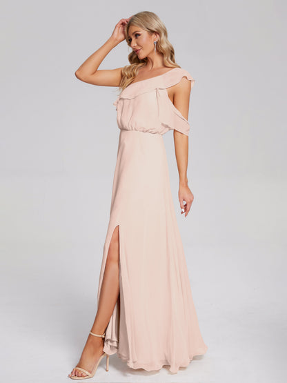Paislee One Shoulder Ruffles Chiffon Bridesmaid Dress