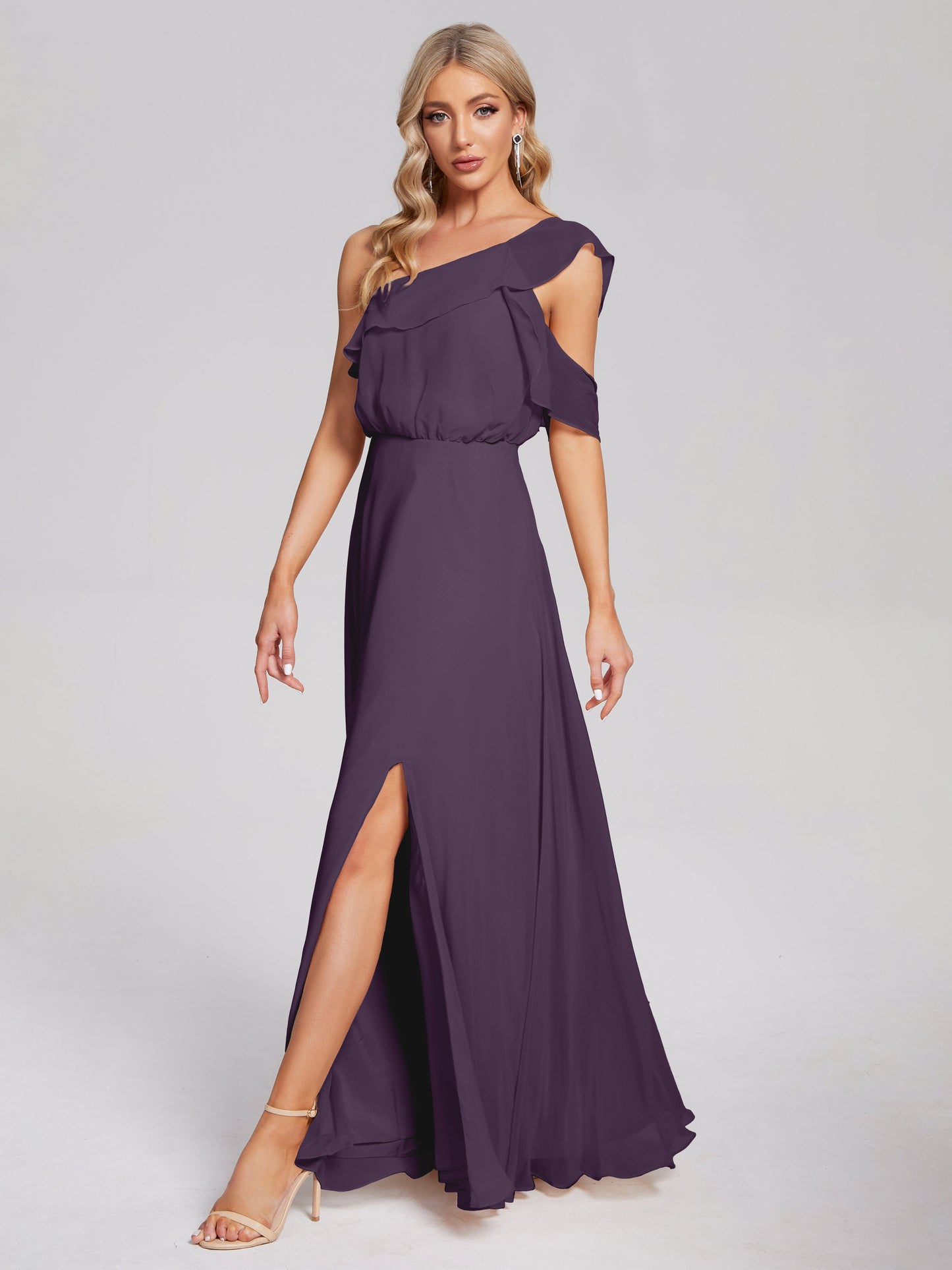 Paislee One Shoulder Ruffles Chiffon Bridesmaid Dress
