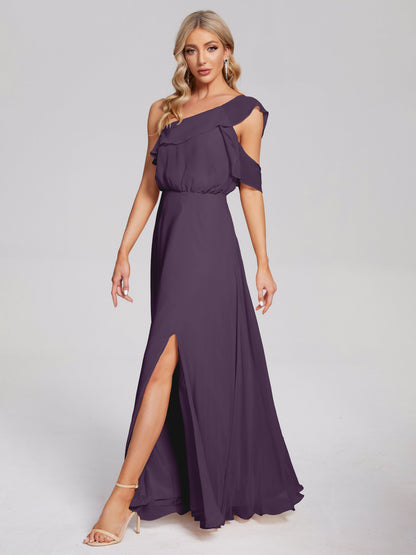 Paislee One Shoulder Ruffles Chiffon Bridesmaid Dress