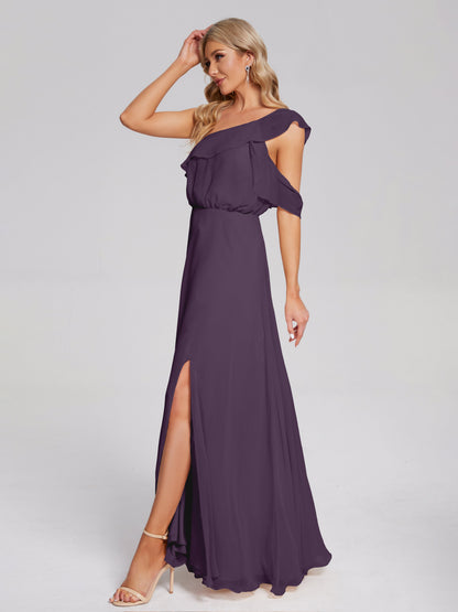 Paislee One Shoulder Ruffles Chiffon Bridesmaid Dress
