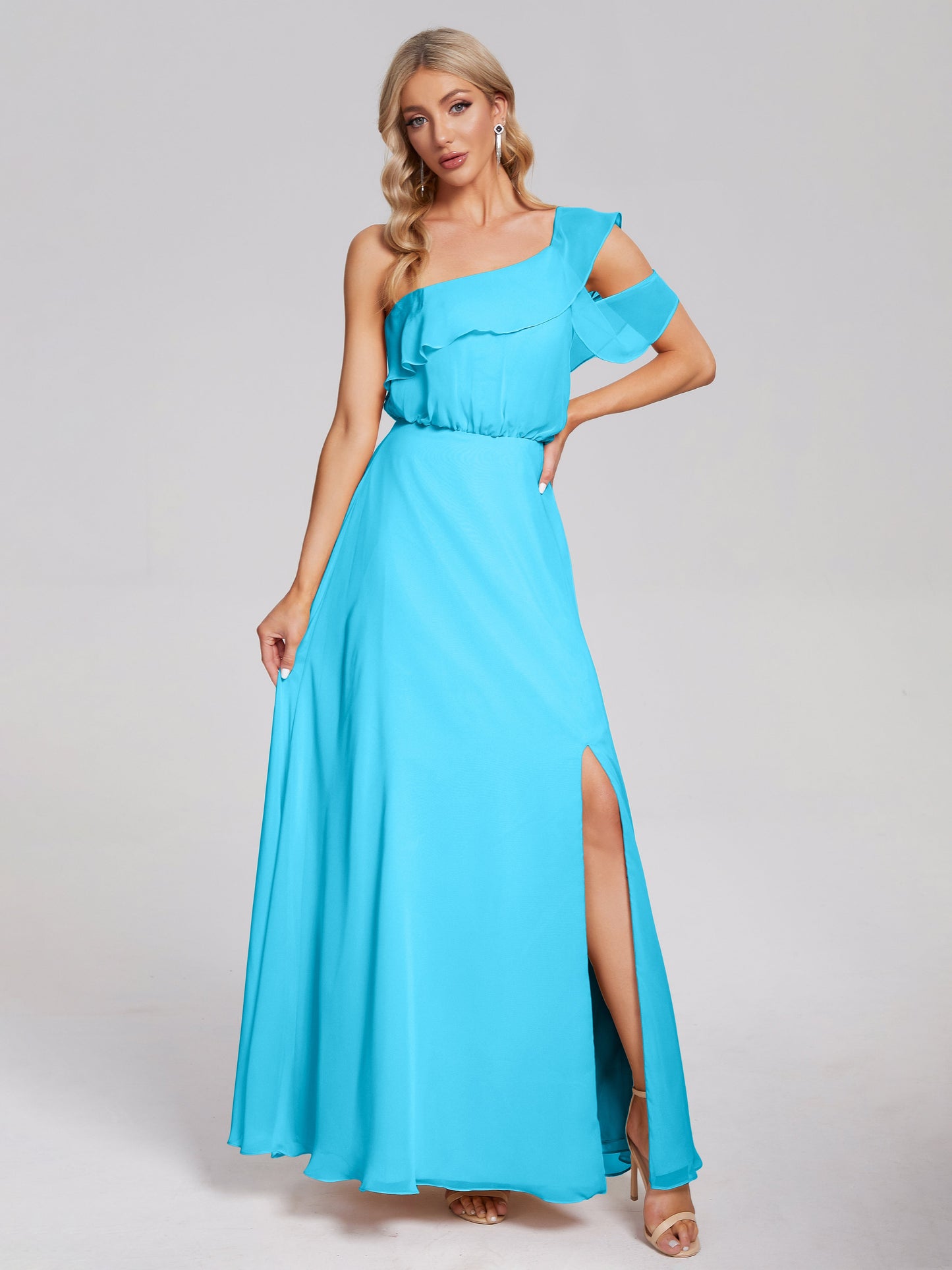 Paislee One Shoulder Ruffles Chiffon Bridesmaid Dress