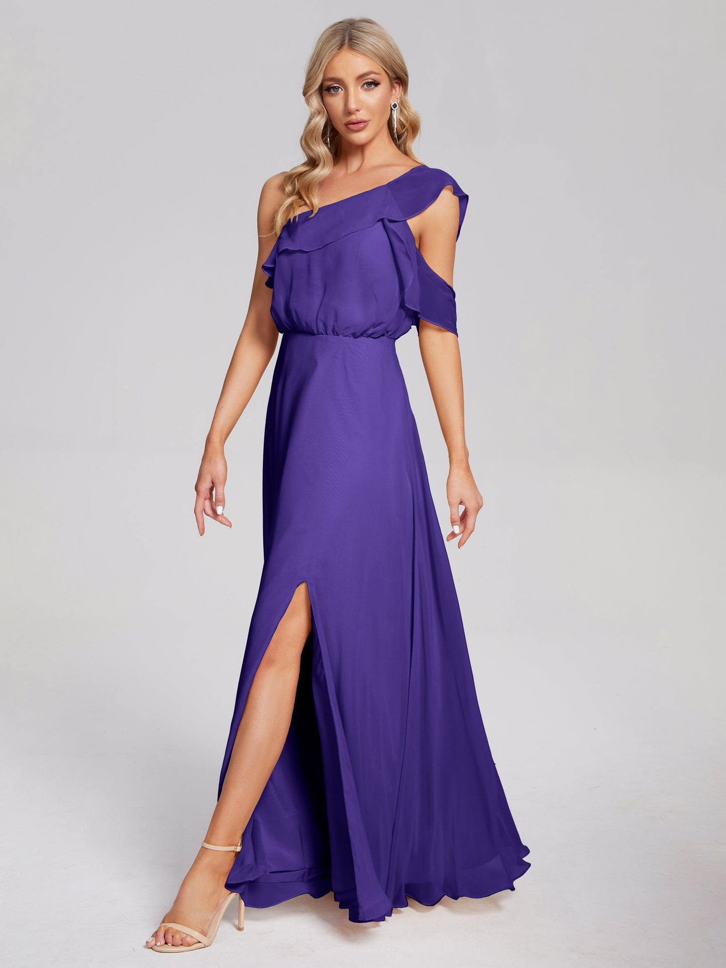 Paislee One Shoulder Ruffles Chiffon Bridesmaid Dress