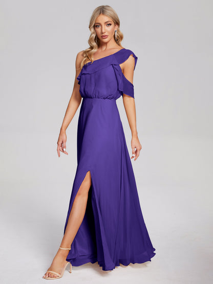 Paislee One Shoulder Ruffles Chiffon Bridesmaid Dress