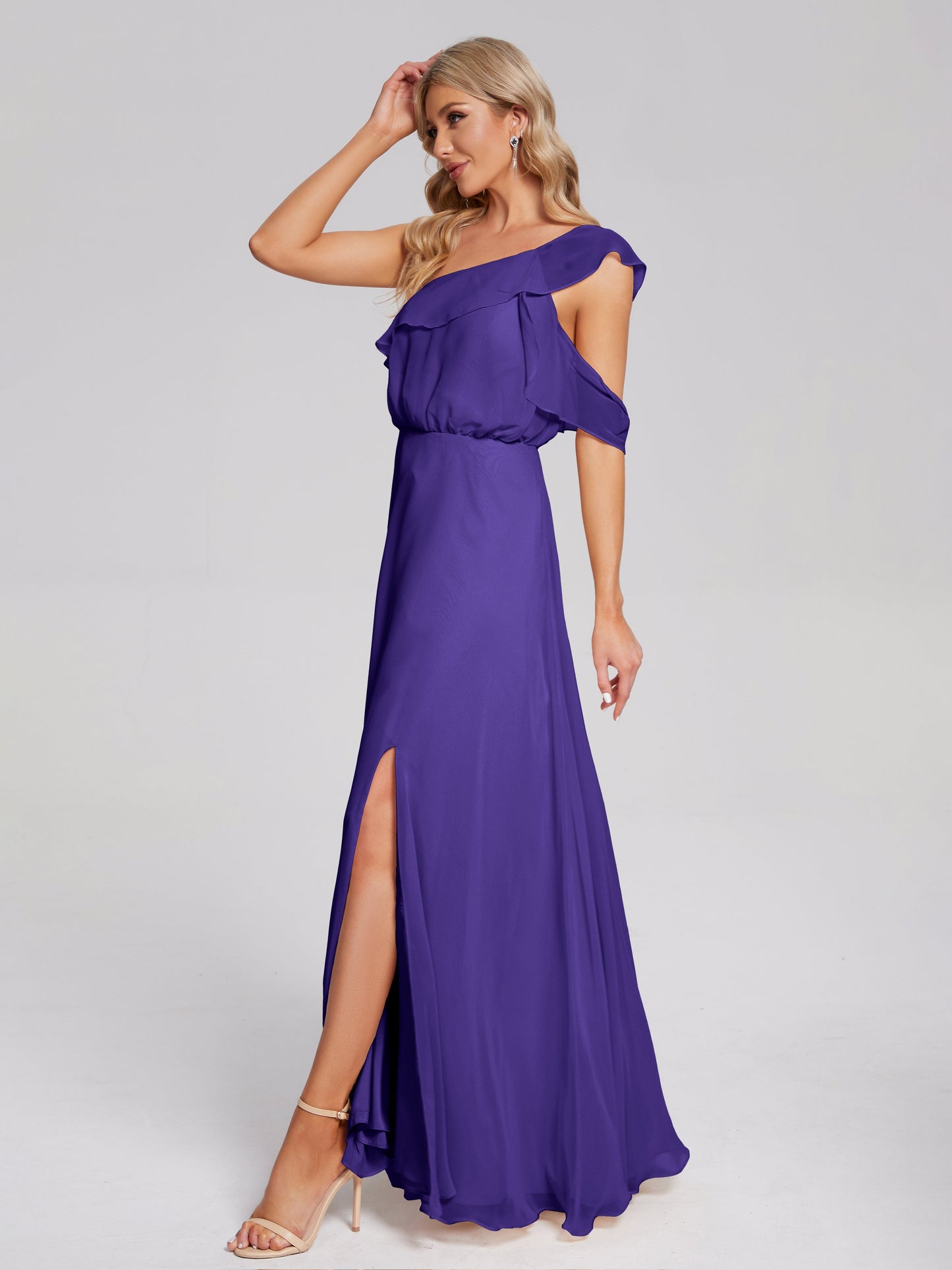 Paislee One Shoulder Ruffles Chiffon Bridesmaid Dress