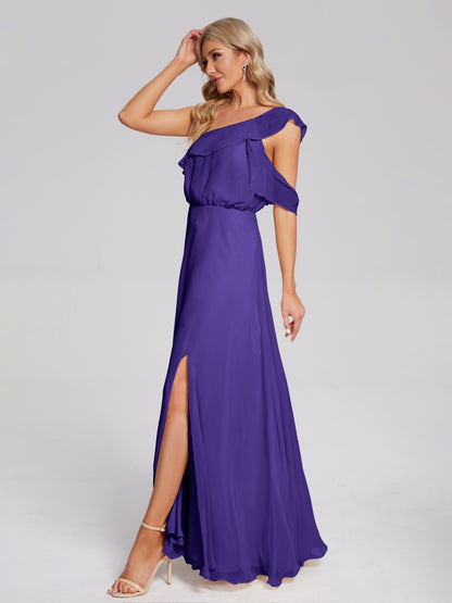 Paislee One Shoulder Ruffles Chiffon Bridesmaid Dress