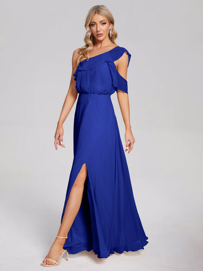 Paislee One Shoulder Ruffles Chiffon Bridesmaid Dress