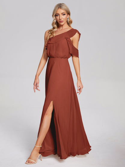 Paislee One Shoulder Ruffles Chiffon Bridesmaid Dress