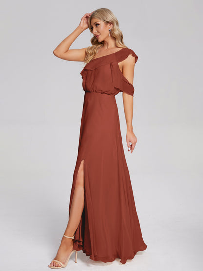 Paislee One Shoulder Ruffles Chiffon Bridesmaid Dress