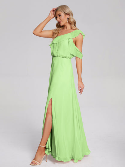 Paislee One Shoulder Ruffles Chiffon Bridesmaid Dress