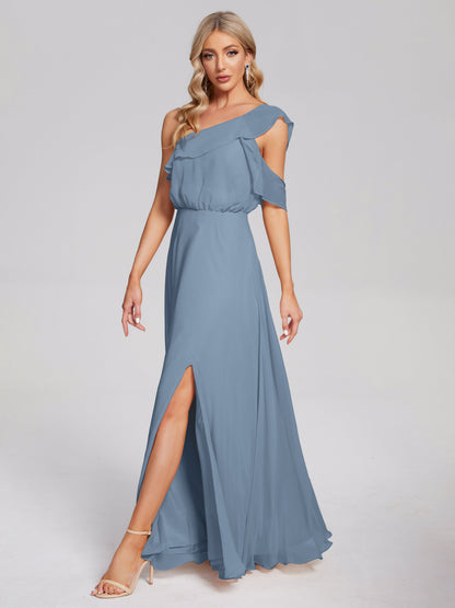 Paislee One Shoulder Ruffles Chiffon Bridesmaid Dress
