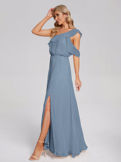 Paislee One Shoulder Ruffles Chiffon Bridesmaid Dress