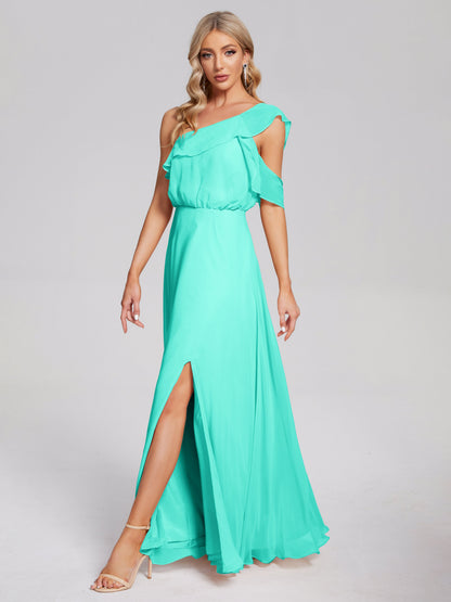 Paislee One Shoulder Ruffles Chiffon Bridesmaid Dress