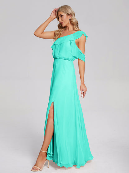Paislee One Shoulder Ruffles Chiffon Bridesmaid Dress