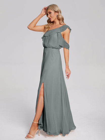 Paislee One Shoulder Ruffles Chiffon Bridesmaid Dress
