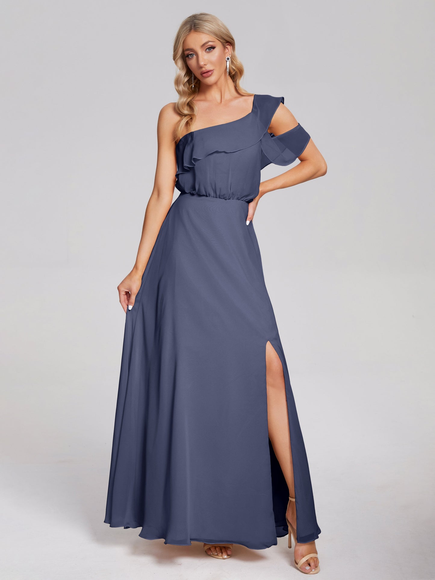 Paislee One Shoulder Ruffles Chiffon Bridesmaid Dress