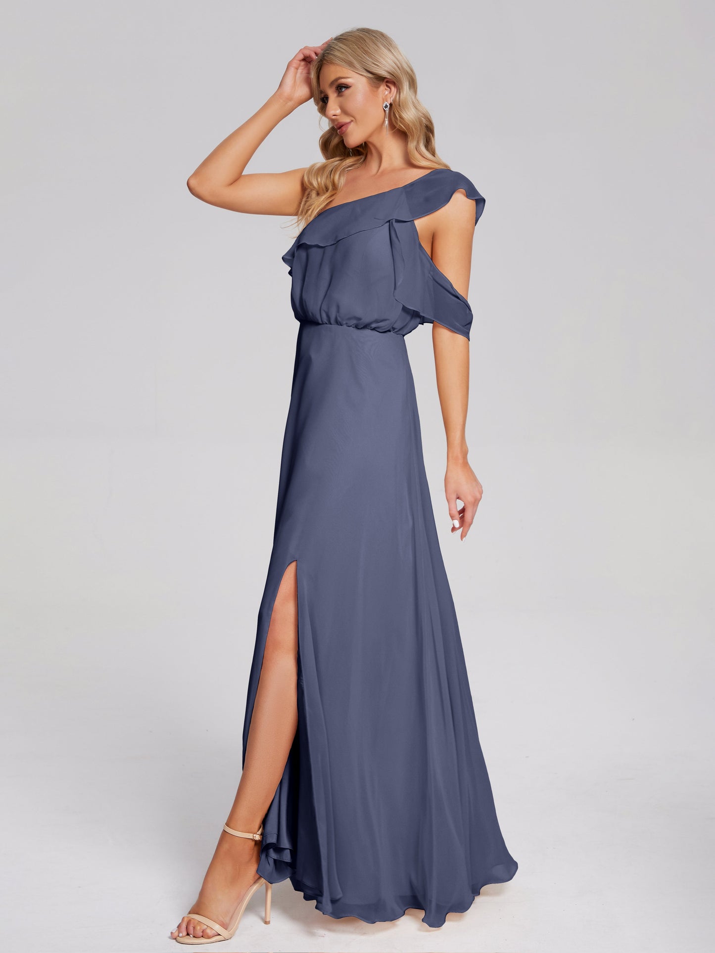 Paislee One Shoulder Ruffles Chiffon Bridesmaid Dress