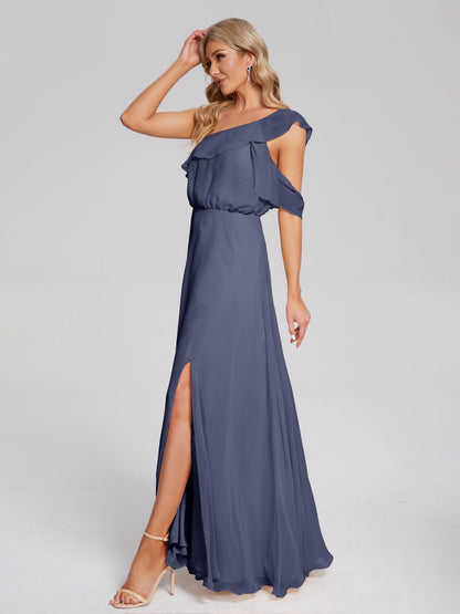 Paislee One Shoulder Ruffles Chiffon Bridesmaid Dress
