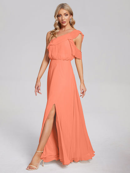 Paislee One Shoulder Ruffles Chiffon Bridesmaid Dress