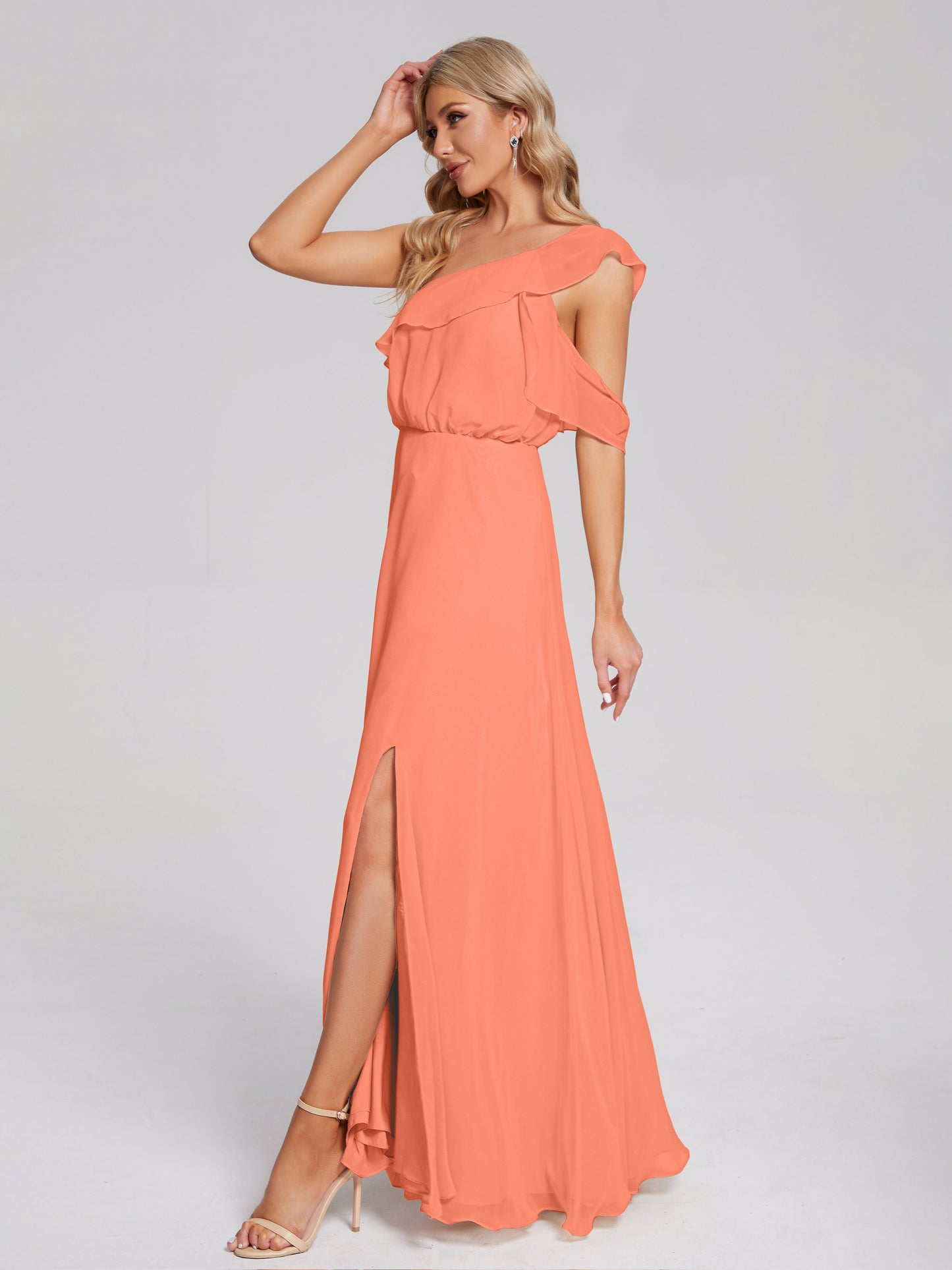 Paislee One Shoulder Ruffles Chiffon Bridesmaid Dress