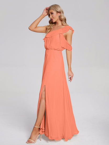 Paislee One Shoulder Ruffles Chiffon Bridesmaid Dress