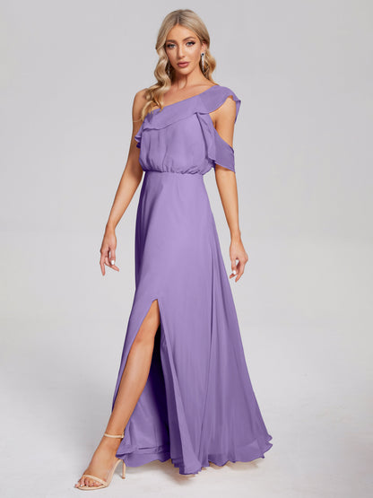 Paislee One Shoulder Ruffles Chiffon Bridesmaid Dress
