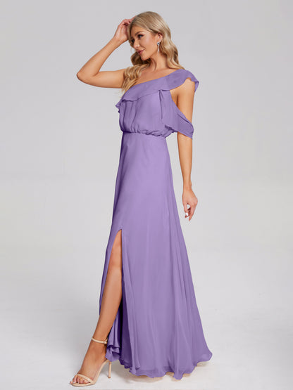 Paislee One Shoulder Ruffles Chiffon Bridesmaid Dress