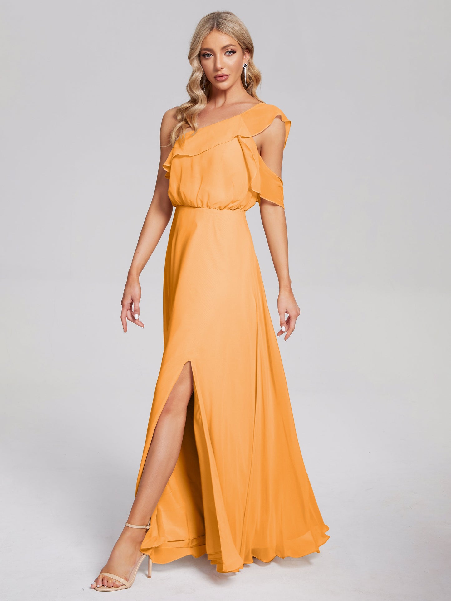 Paislee One Shoulder Ruffles Chiffon Bridesmaid Dress