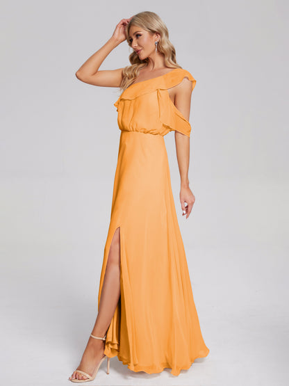Paislee One Shoulder Ruffles Chiffon Bridesmaid Dress