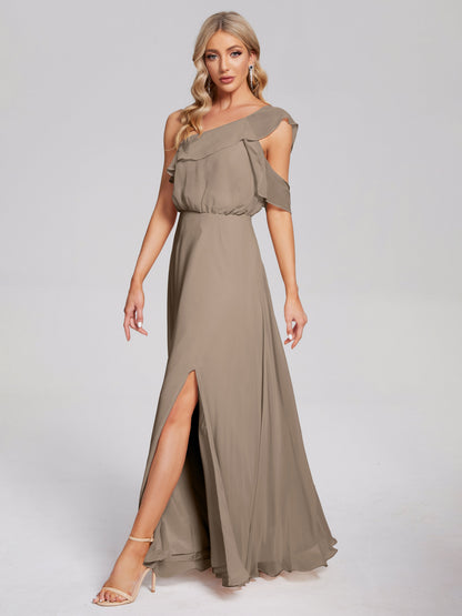 Paislee One Shoulder Ruffles Chiffon Bridesmaid Dress