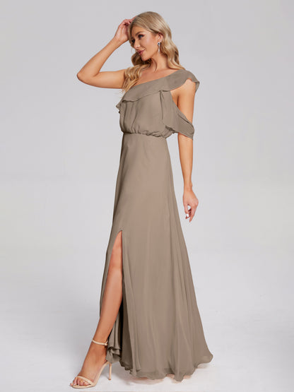 Paislee One Shoulder Ruffles Chiffon Bridesmaid Dress