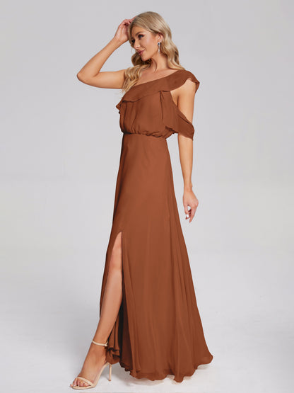 Paislee One Shoulder Ruffles Chiffon Bridesmaid Dress