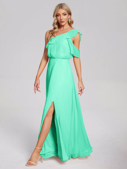 Paislee One Shoulder Ruffles Chiffon Bridesmaid Dress