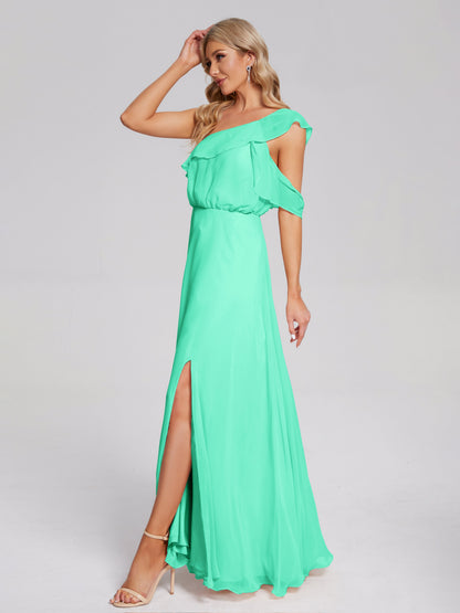 Paislee One Shoulder Ruffles Chiffon Bridesmaid Dress