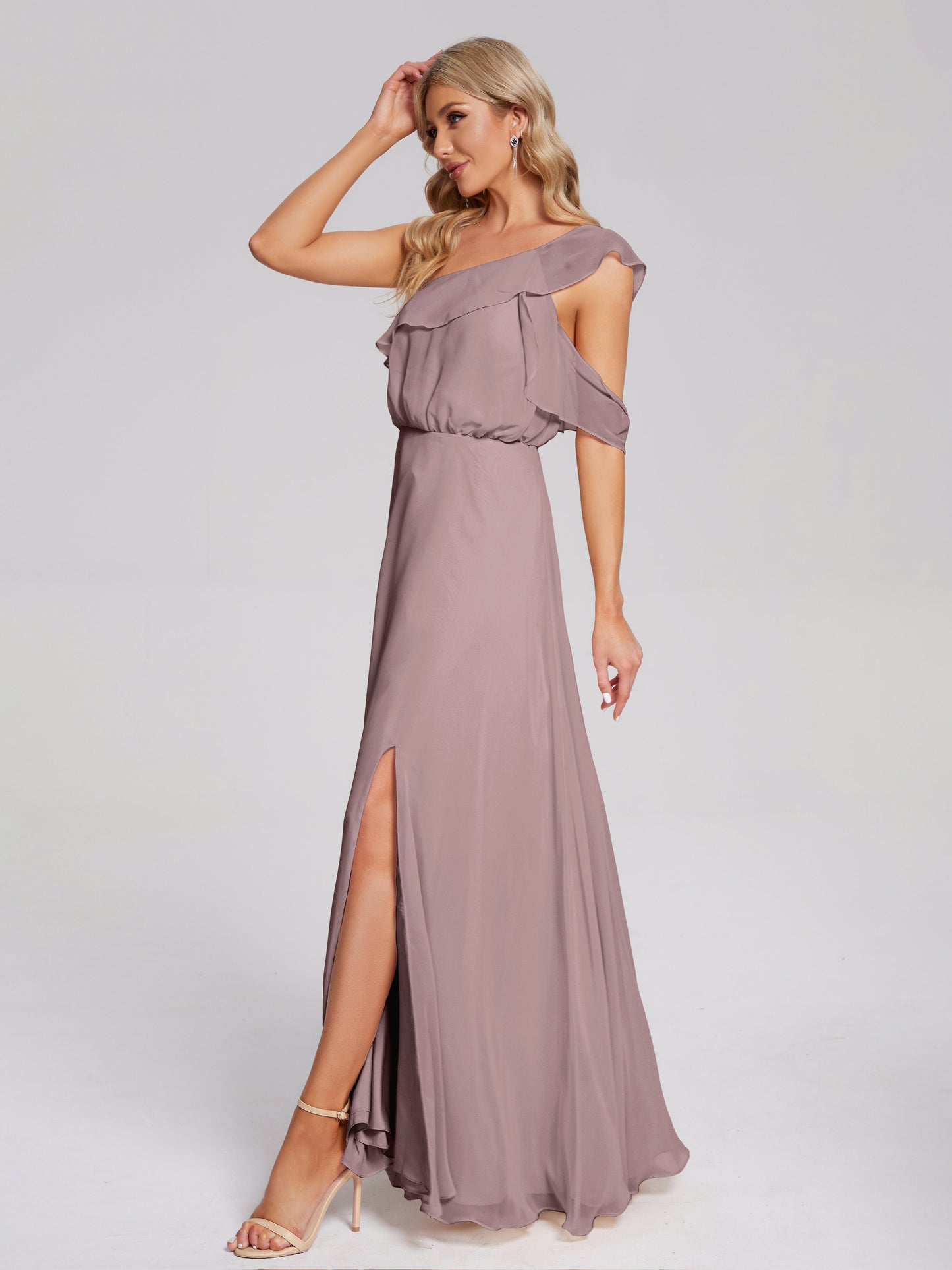 Paislee One Shoulder Ruffles Chiffon Bridesmaid Dress