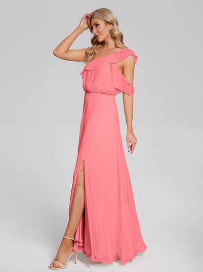 Paislee One Shoulder Ruffles Chiffon Bridesmaid Dress
