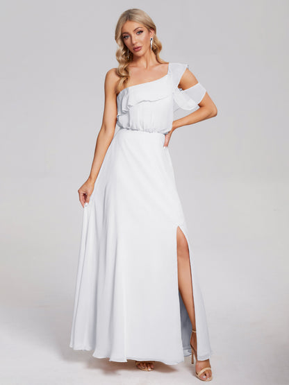 Paislee One Shoulder Ruffles Chiffon Bridesmaid Dress