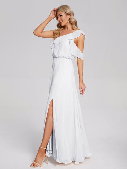 Paislee One Shoulder Ruffles Chiffon Bridesmaid Dress