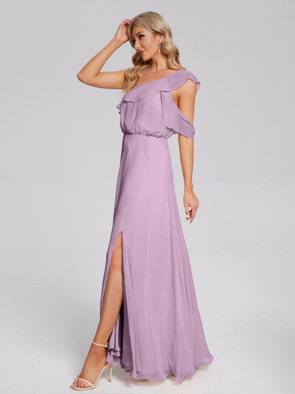 Paislee One Shoulder Ruffles Chiffon Bridesmaid Dress