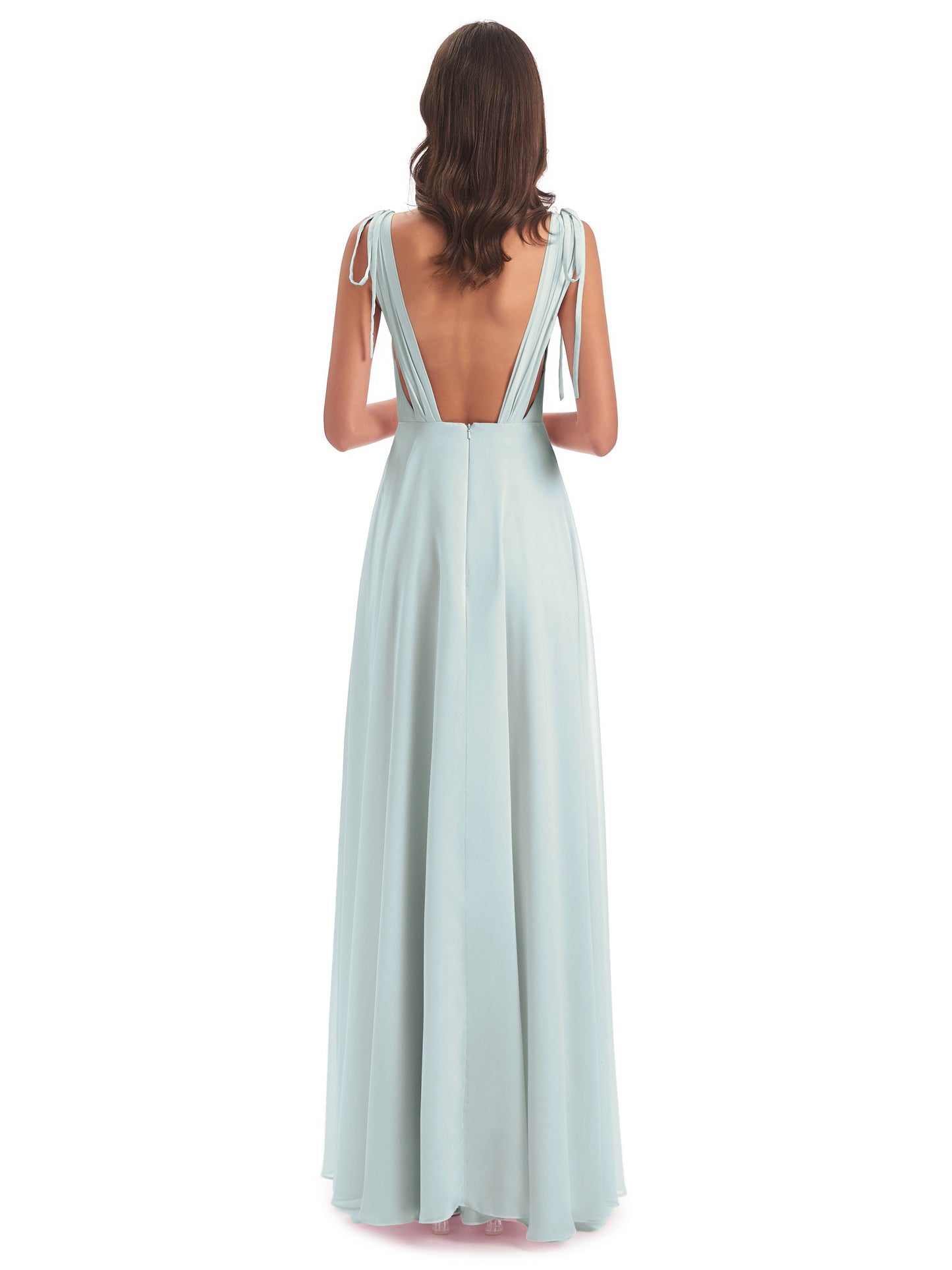 Reagan Floor Length V-neck Chiffon Bridesmaid Dresses