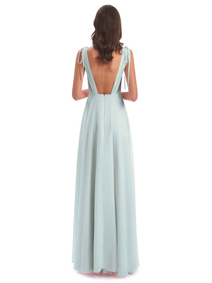 Reagan Floor Length V-neck Chiffon Bridesmaid Dresses