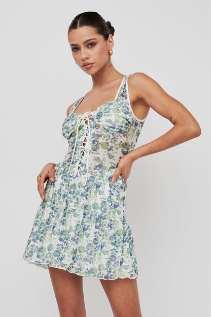 Sweet Nostalgia Laced Bodice Mini Dress Off-White