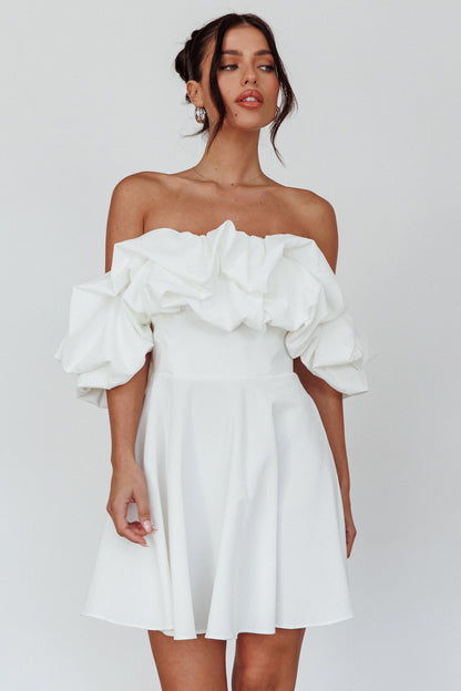 Kailynn Off-Shoulder A-Line Mini Dress White