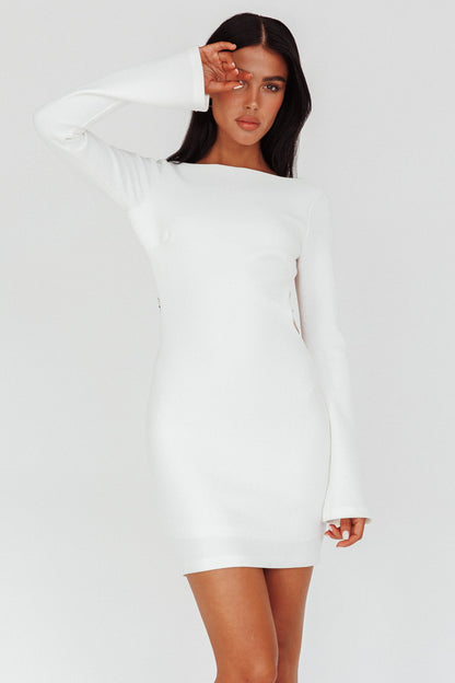 Lakshmi Long Sleeve Open Back Mini Dress White