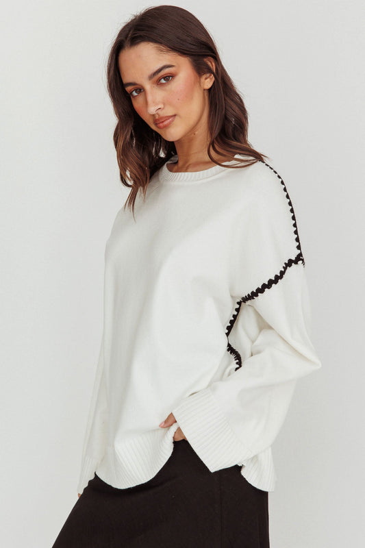 Guardian Contrast Knit Sweater Off White