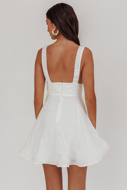 Kalinda Detachable Rose Mini Dress White