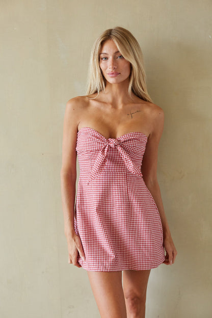 Sutton Gingham Bow Mini Dress