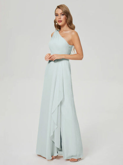 Samara Side Slit One Shoulder Chiffon Bridesmaid Dress